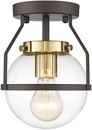 Modern Semi Flush Mount Ceiling Light - HWH Industrial Close to Ceiling Lighting Fixture with Cle... | Amazon (US)