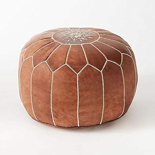 proudcrafts Moroccan Handmade Pouf Real Leather tan unstuffed | Amazon (US)