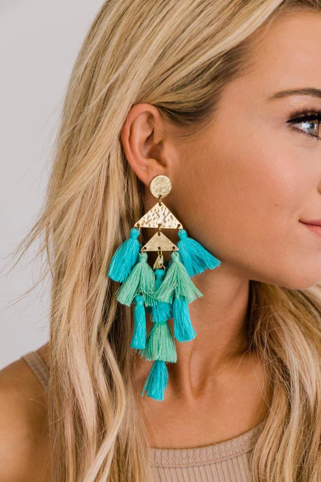 Under The City Light Blue Tassel Earrings FINAL SALE | The Pink Lily Boutique