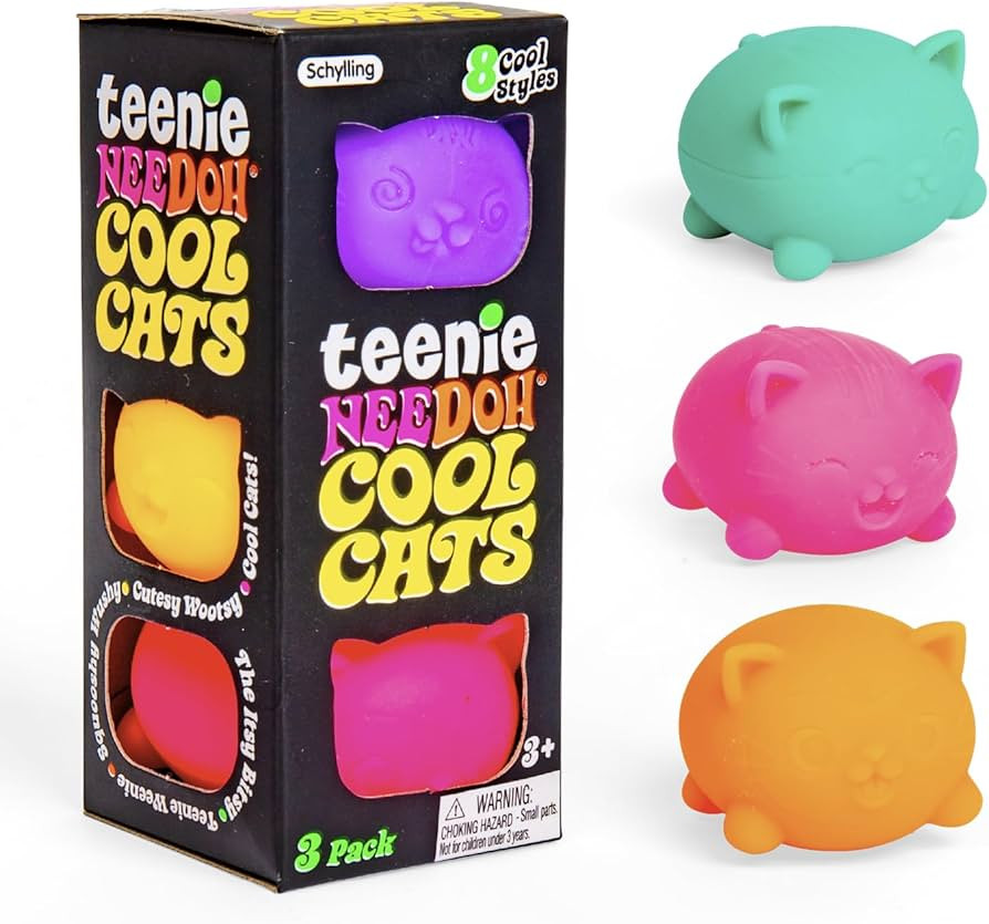 Schylling NeeDoh Teenie Cool Cat - Sensory Squeeze Toy - Contains 3 Mini Groovy Globs - 1.5" Wide... | Amazon (US)