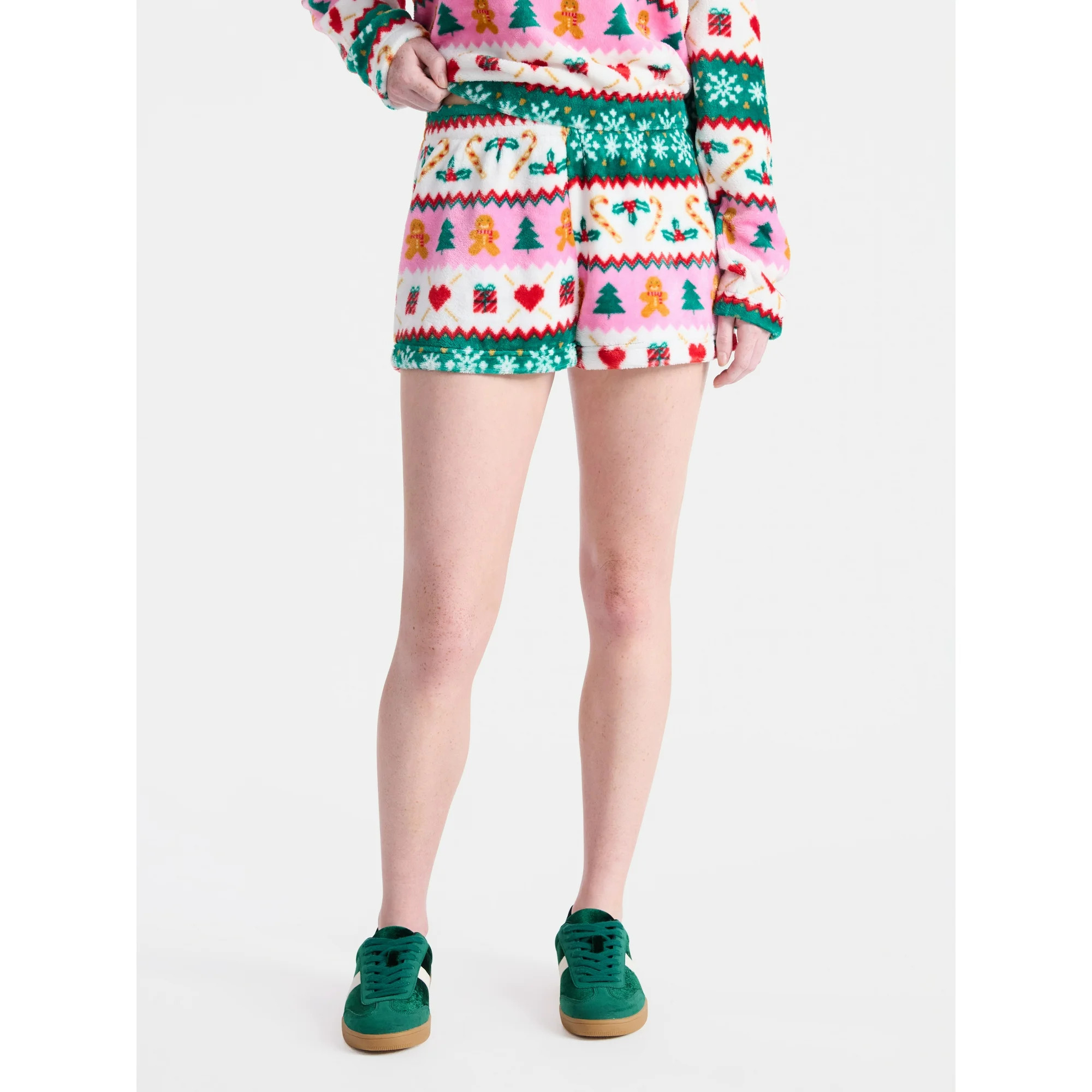 No Boundaries Pull-On Printed Plush Shorts, 2'' Inseam, Women's | Walmart (US)