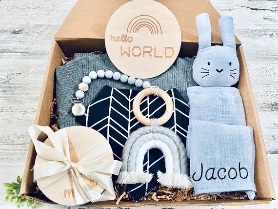 Newborn Gift, Baby Boy Gift Set, Personalized Gift Basket For Baby Boy, Baby Boyl Gift Box, Custo... | Etsy (US)