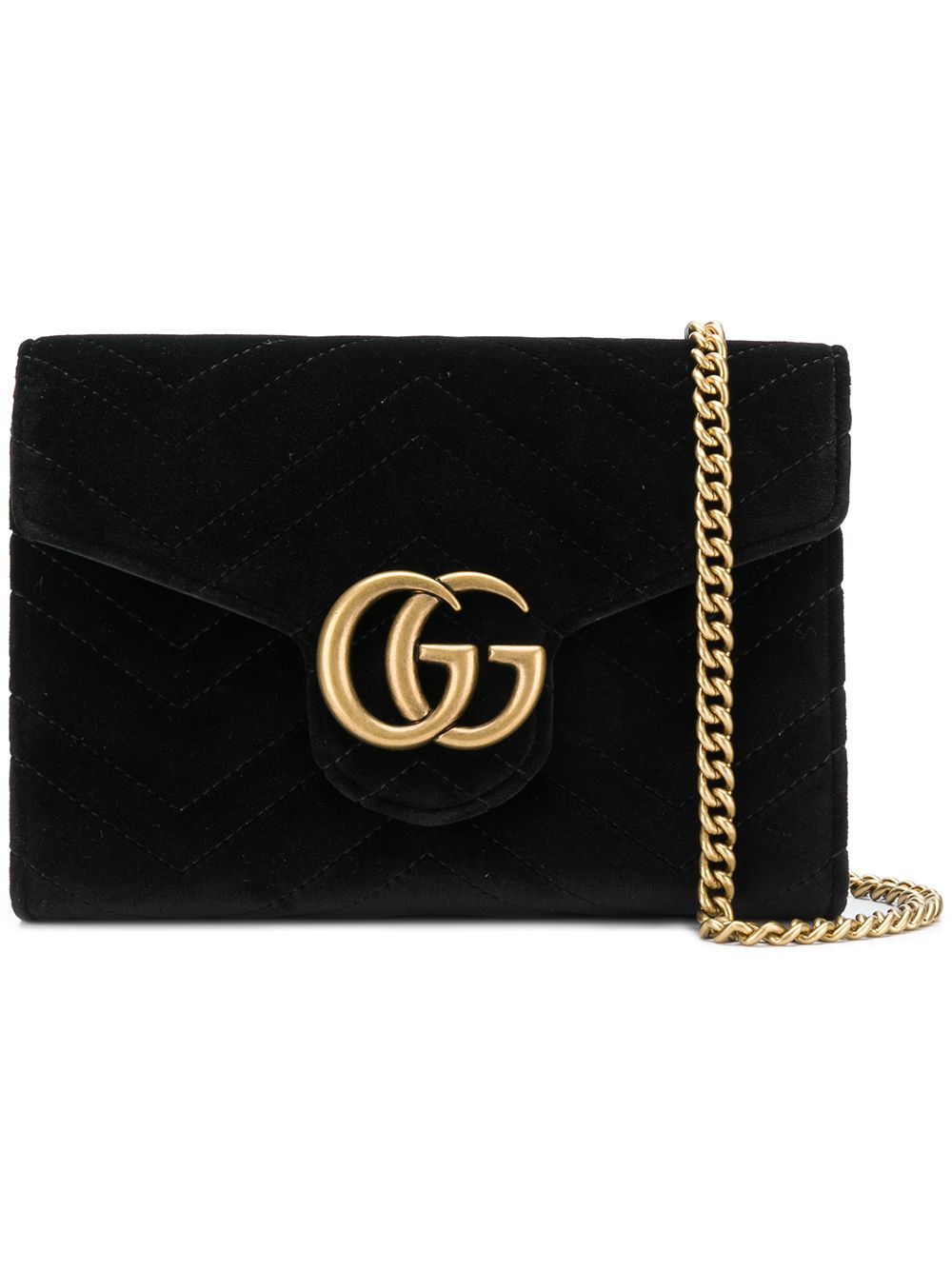 Gucci GG Marmont chain wallet - Black | FarFetch Global