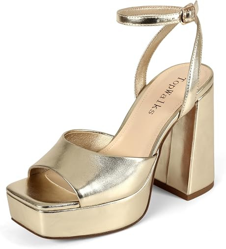 Platform Heels for Women Chunky Heel Platform Sandals Womens Open Toe Ankle Strap Womens Wedding ... | Amazon (US)
