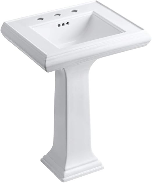 KOHLER K-2238-8-0 Memoirs Classic 24-1/4" Rectangular Pedestal Bathroom Sink, Rectangle Bathroom ... | Amazon (US)