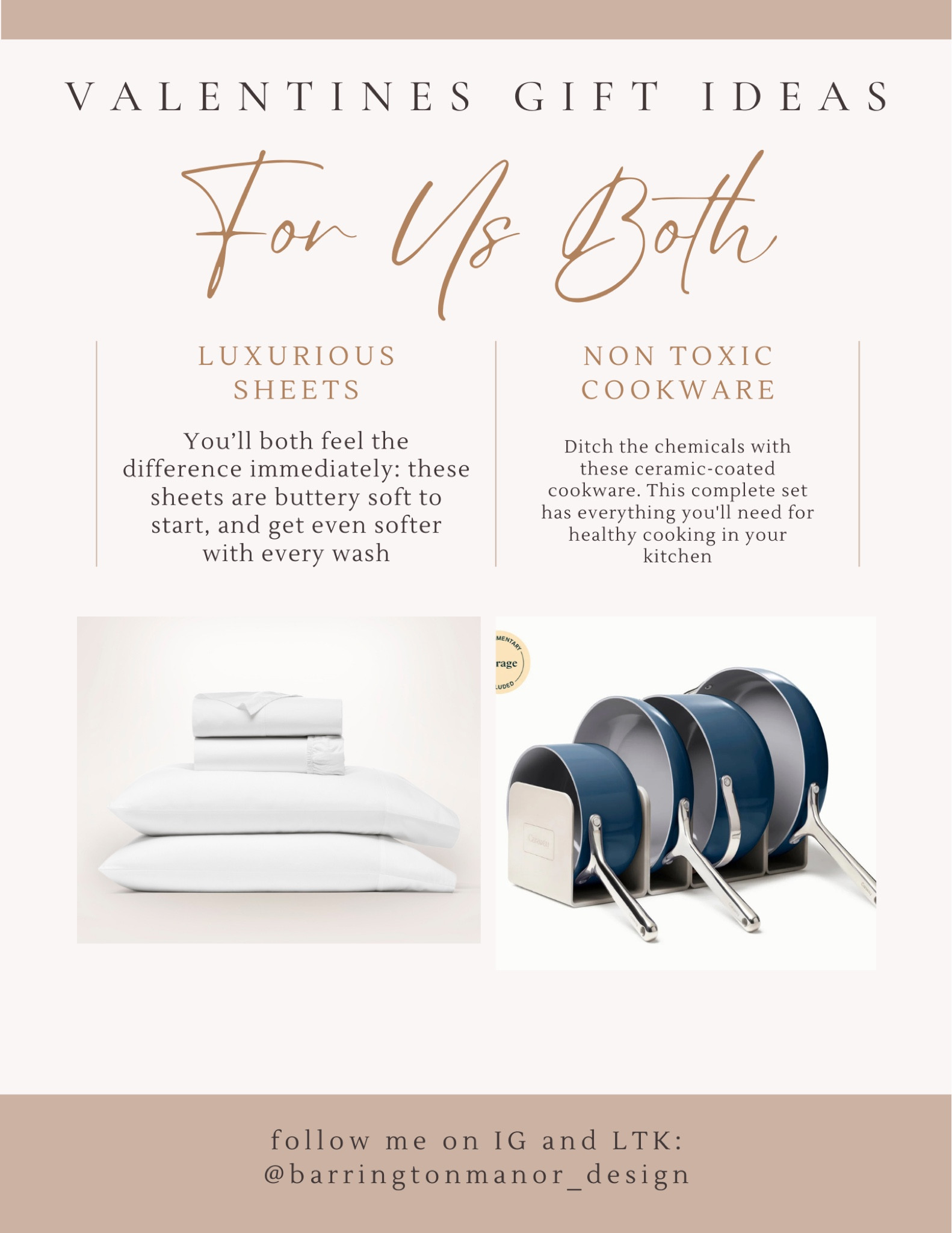 Gifts for us | gifts for her | gifts for him | husband gift | wife gift | Valentine’s Day gift guide | bedding | cookware | cooking |
Non toxic | healthy 

#LTKMostLoved #LTKSeasonal #LTKGiftGuide
