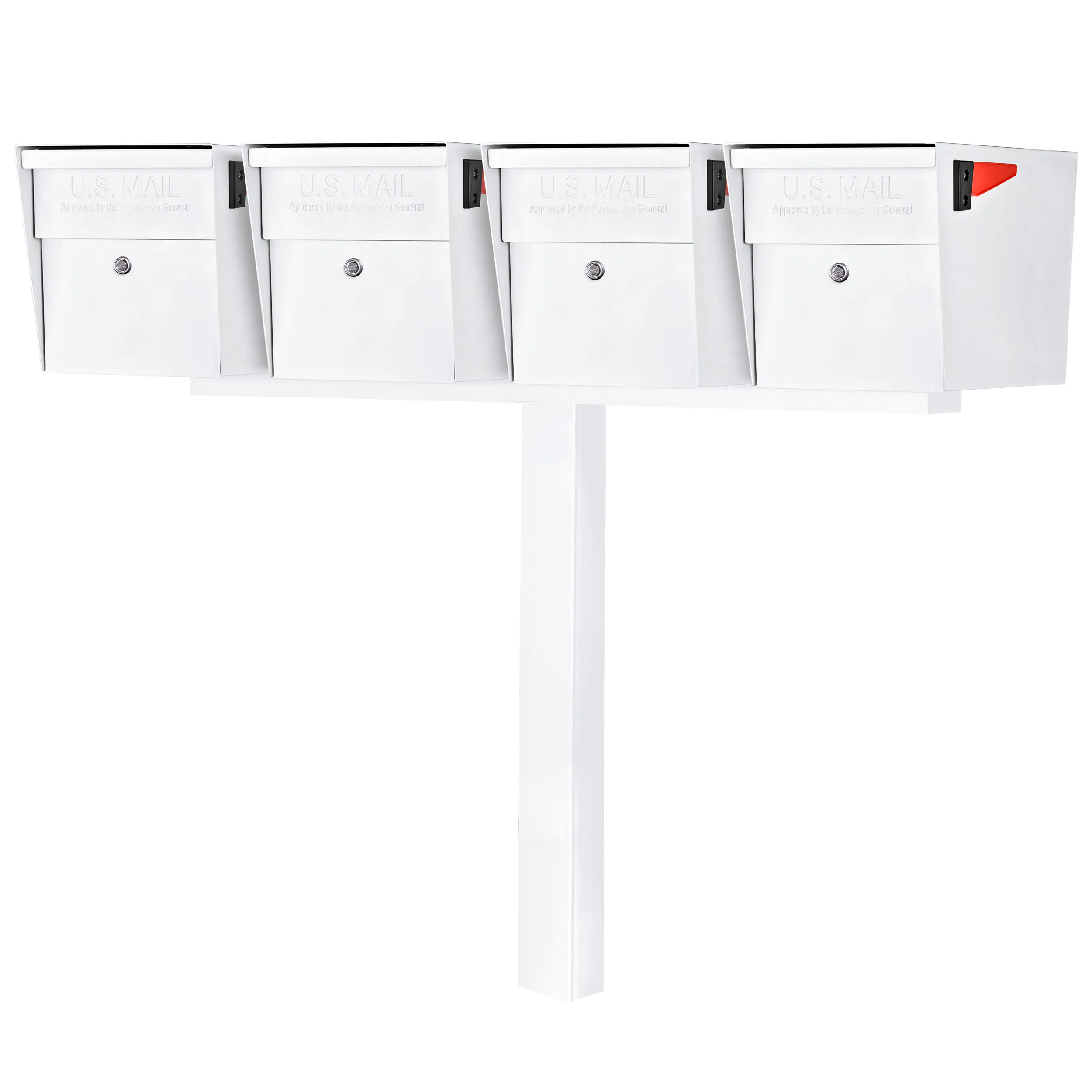 Mail Boss Curbside Locking Metal Extra Large Mailbox White with Post Stainless Steel | 7109-X4-AW-IG | Lowe's