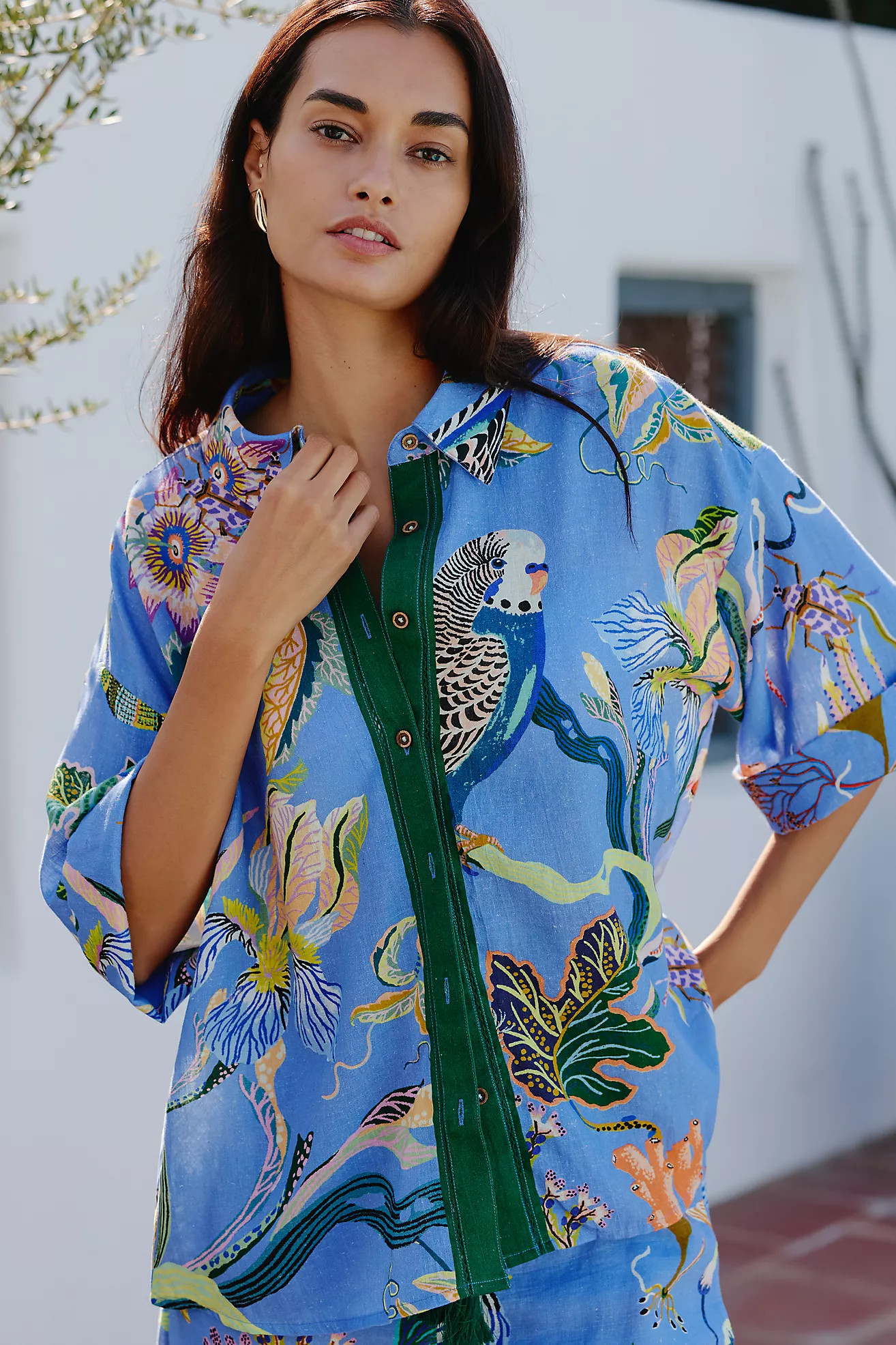 Celandine x Sarah Gordon Linen Blend Buttondown Shirt | Anthropologie (US)