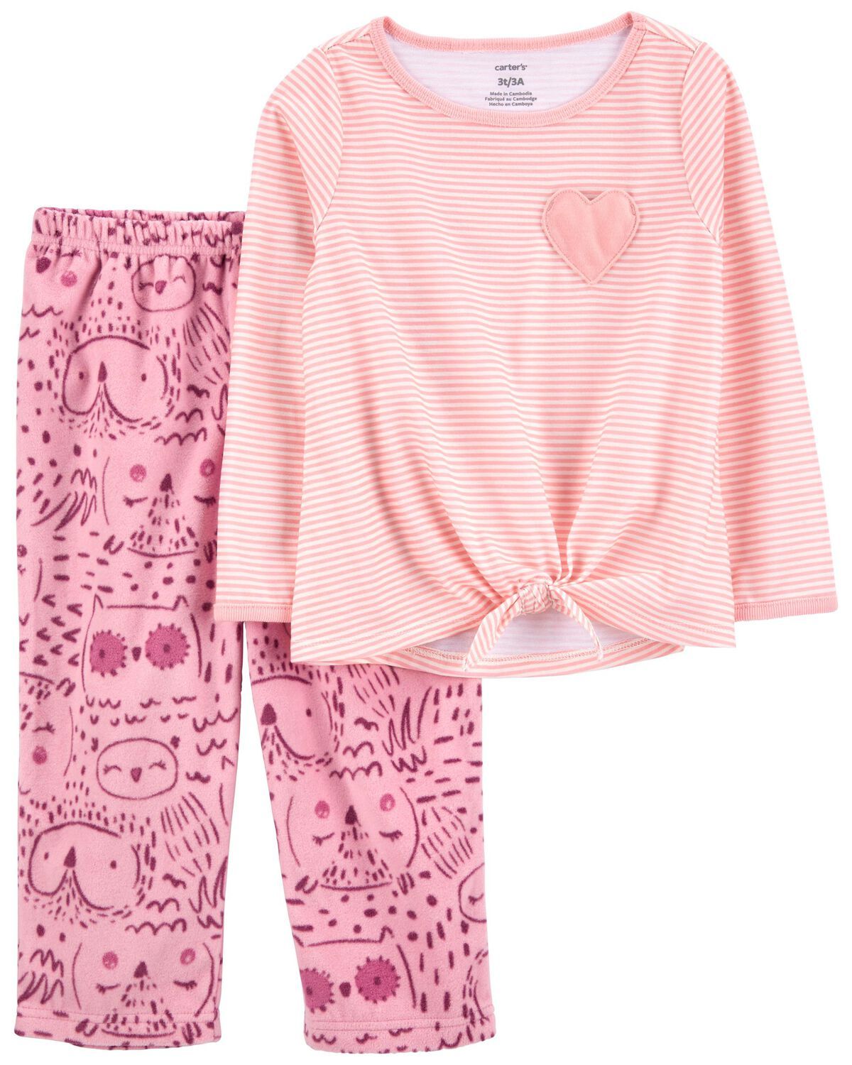 Pink Toddler 2-Piece Loose Fit Poly & Fleece Pajamas | carters.com | Carter's