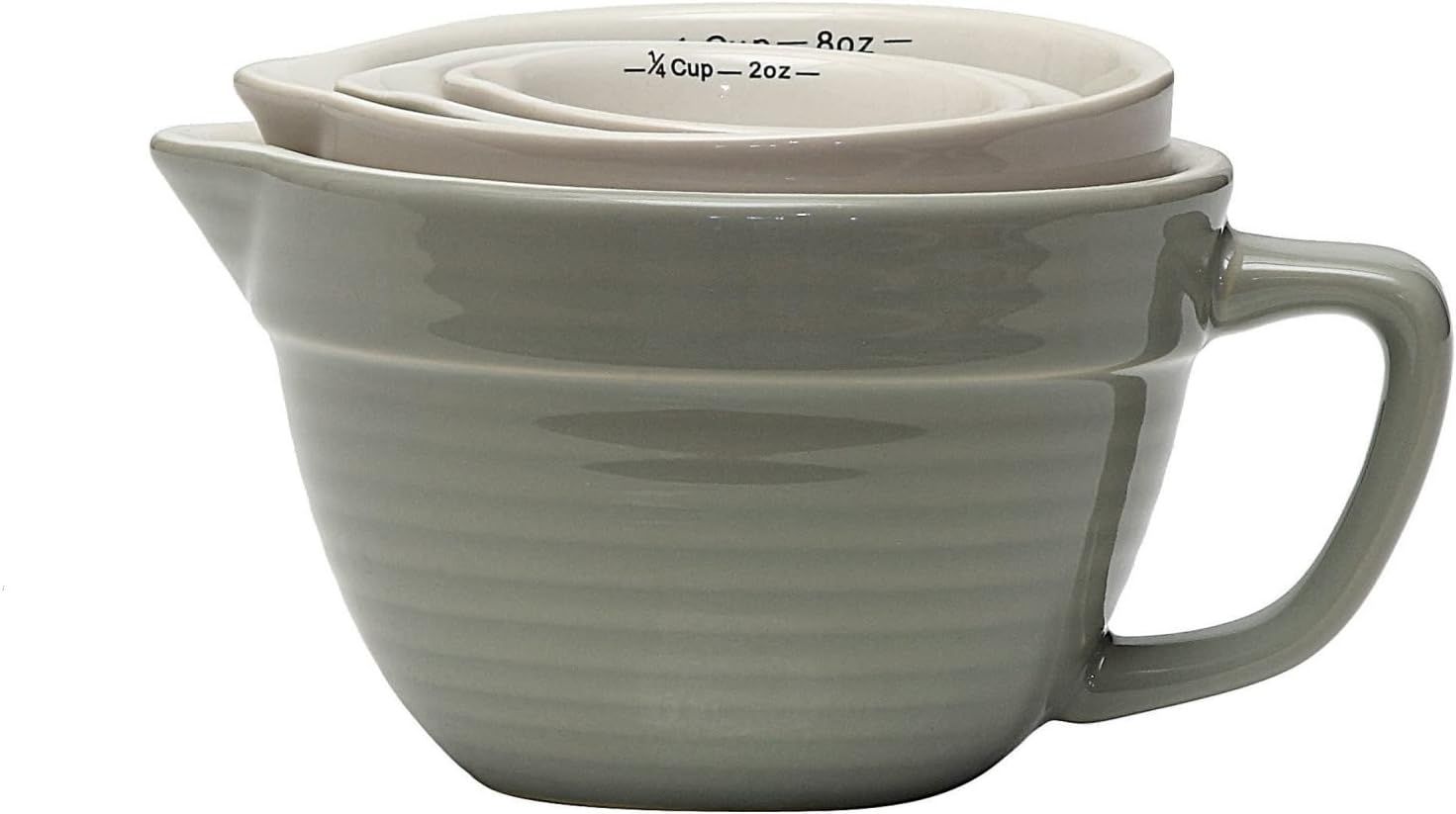 Creative Co-Op Set of 4 Batter Bowl Shaped Measuring Cups in Greys | Amazon (US)