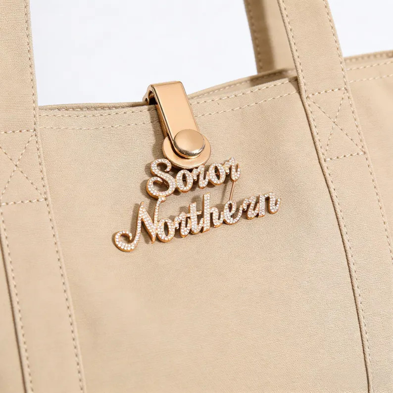 Custom Cursive Letters Soror Name Pin, Sparkle Name Brooch, Personalised Soror Name Lapel Pin, So... | Etsy (Global)