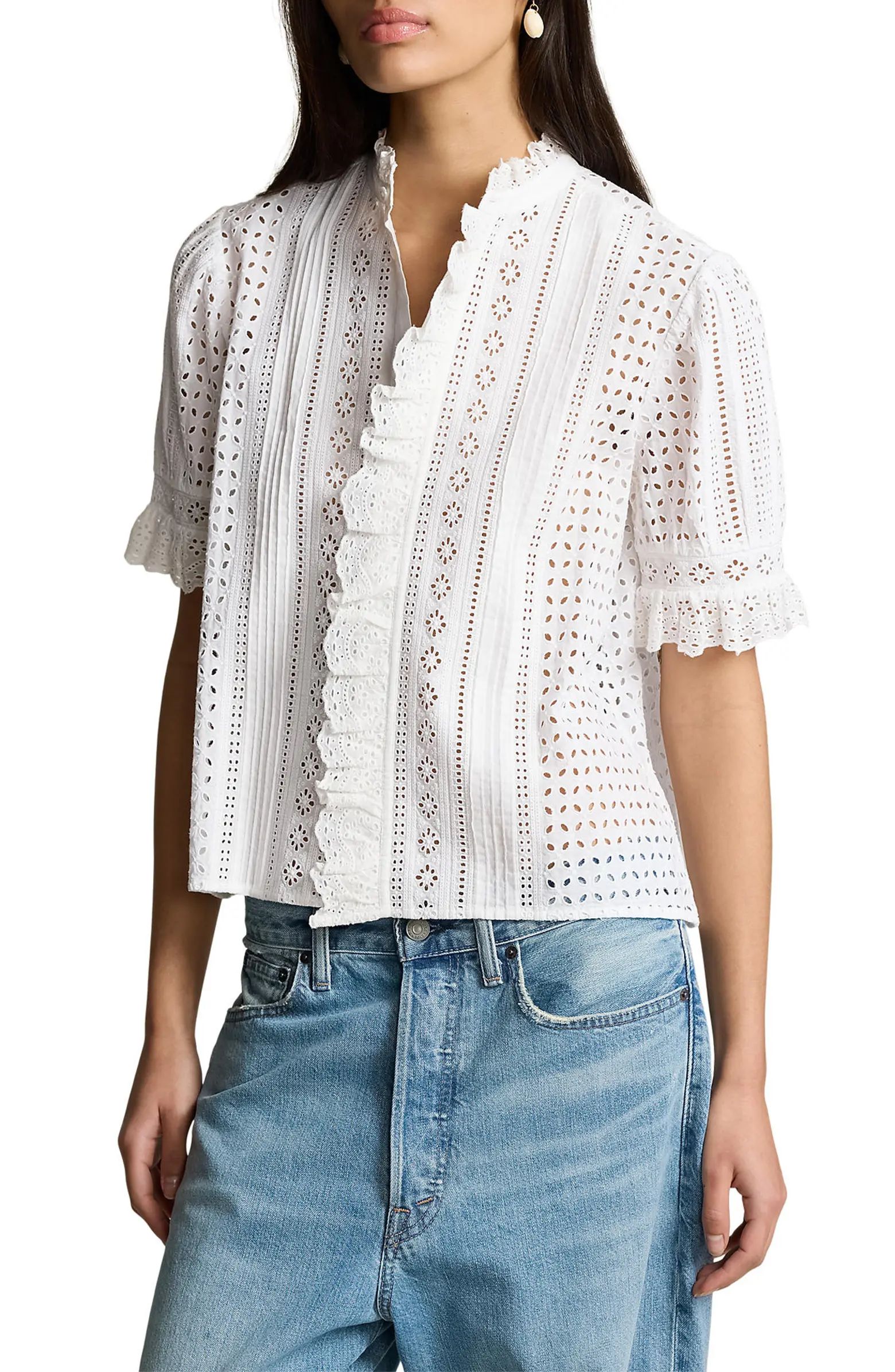 Cotton Eyelet Button-Up Shirt | Nordstrom