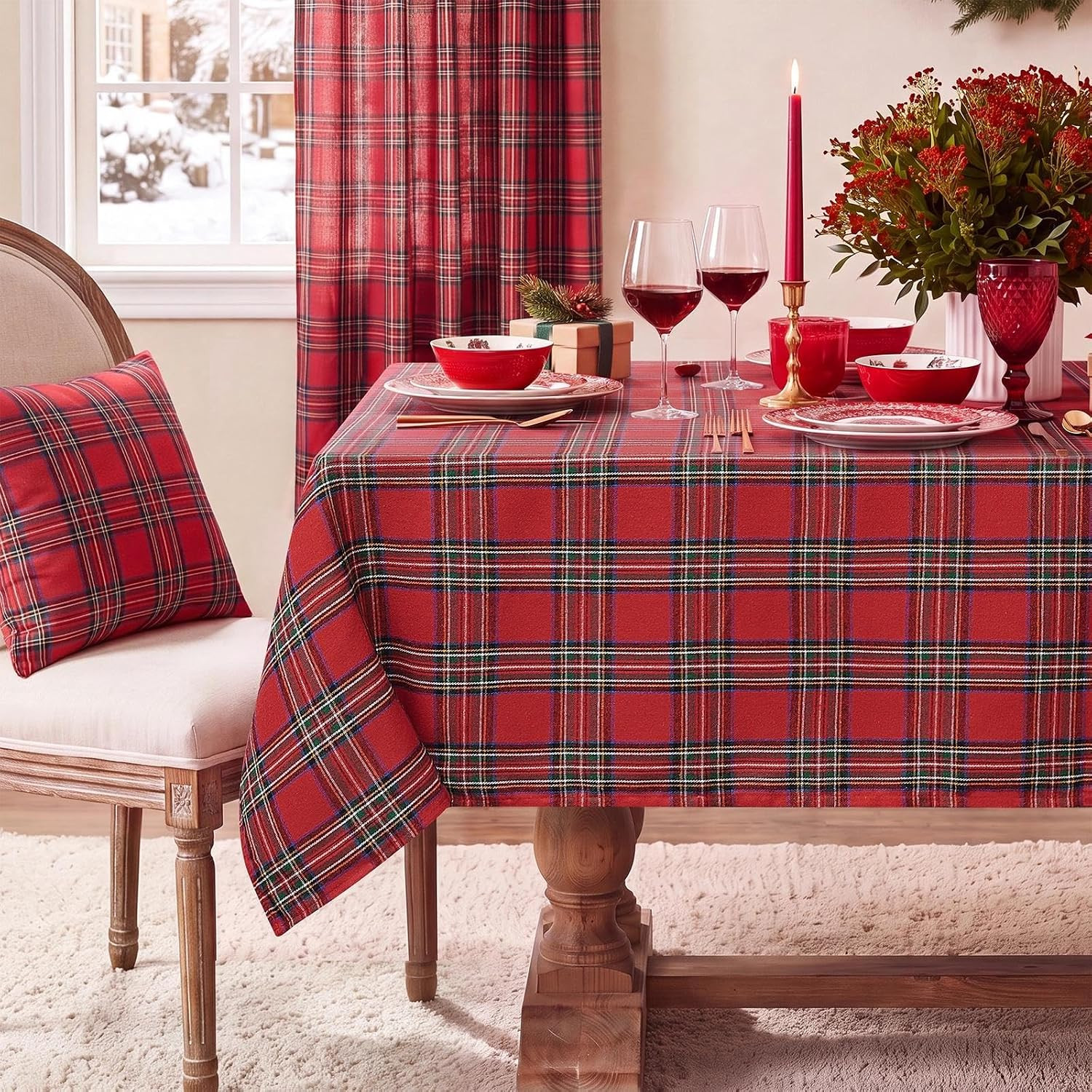 Softalker Christmas Checkered Tablecloth Rectangle, Red, 54 x 80 Inch | Amazon (US)