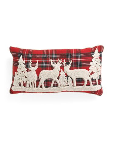 14x26 Plaid Reindeer Pillow | TJ Maxx