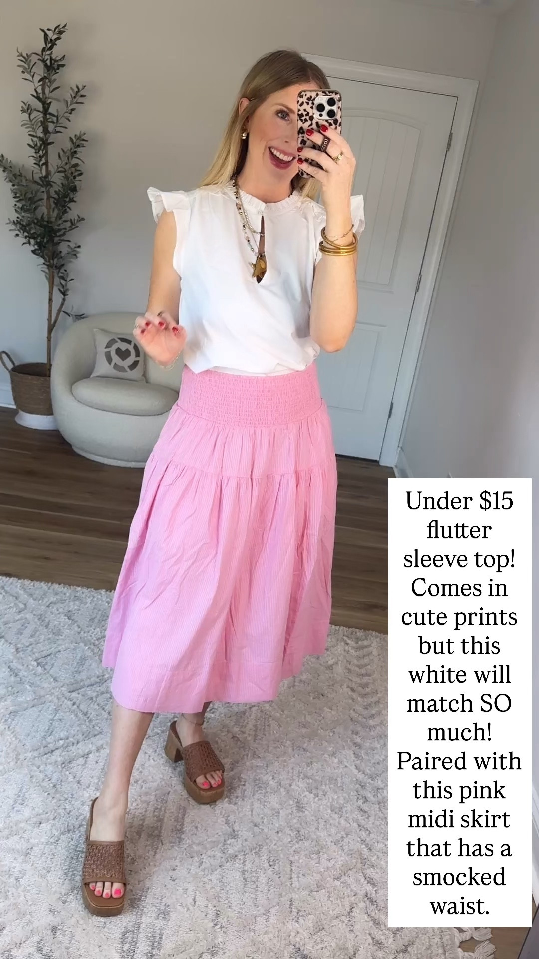 Walmart try on, Walmart outfit, Walmart fashion, flutter sleeve top, time and tru, smocked pink midi skirt 

#LTKWorkwear #LTKootd #LTKmomlife