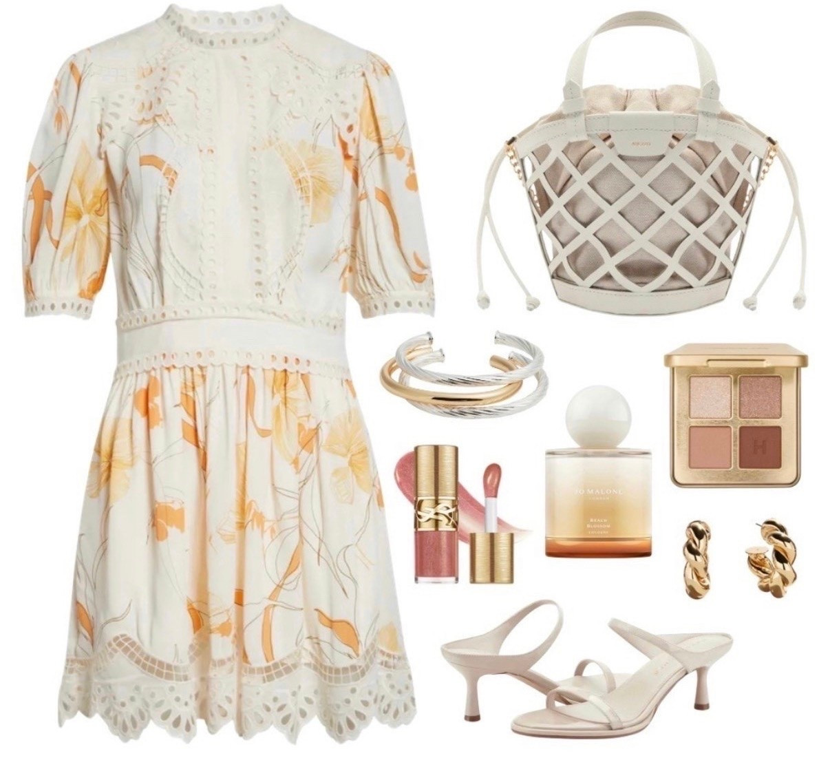 Summer outfit 
Spring outfit 
Floral dress
Dress
White bag
Bangles 
Spring outfit
Shower outfit

#LTKSeasonal