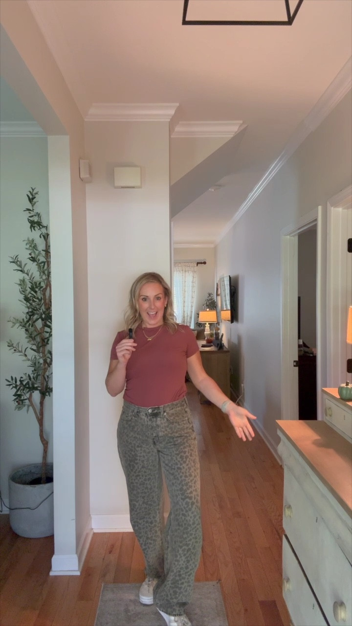 I am of the belief system that leopard is a neutral! 😆🐆 These mid rise baggy jeans from Target are so comfy and can be styled lots of different ways. I sized down one, they run big. 

#LTKFindsUnder50 #LTKOver40 #LTKSeasonal