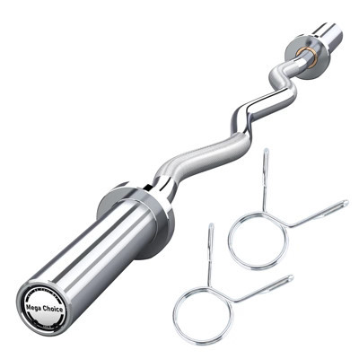 47" EZ Curl Barbell Bar, Curl Bar for Weight Lifting, 500LBS Weight Capacity Training Bar with 2 Spring Collars, Chrome Curling Bar, Sliver | Target