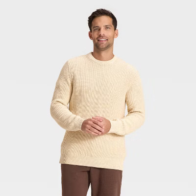 Men's Marled Crewneck Sweater - Goodfellow & Co™ Cream M | Target
