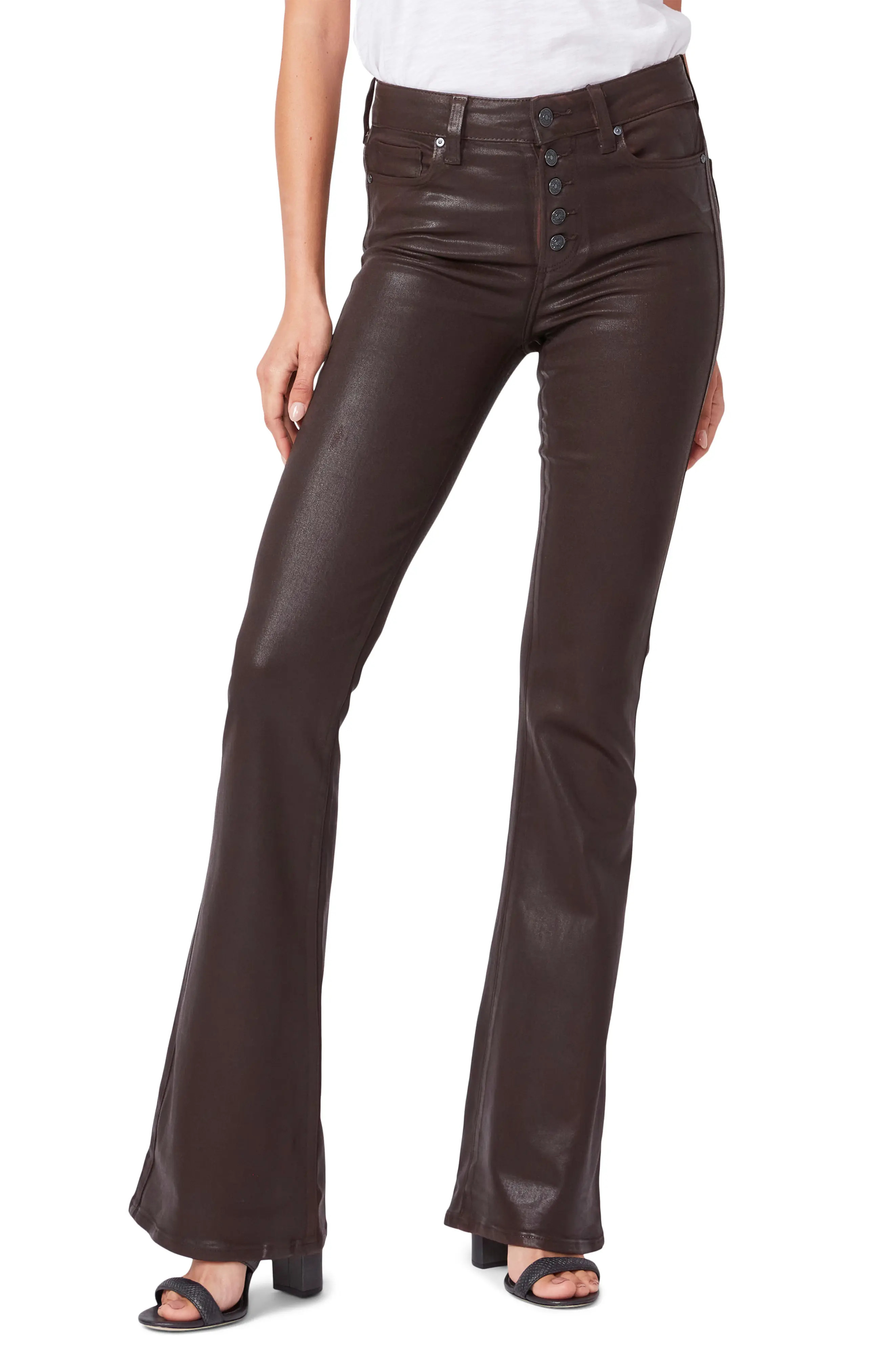 PAIGE Lou Lou Exposed Button High Waist Flare Jeans (Women) | Nordstromrack | Nordstrom Rack