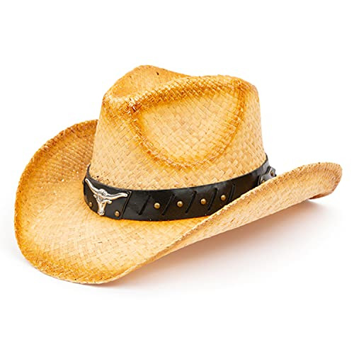 TOVOSO Straw Cowboy Hat for Women and Men with Shape-It Brim, Western Cowboy Hat, Orange/Beads - ... | Amazon (US)
