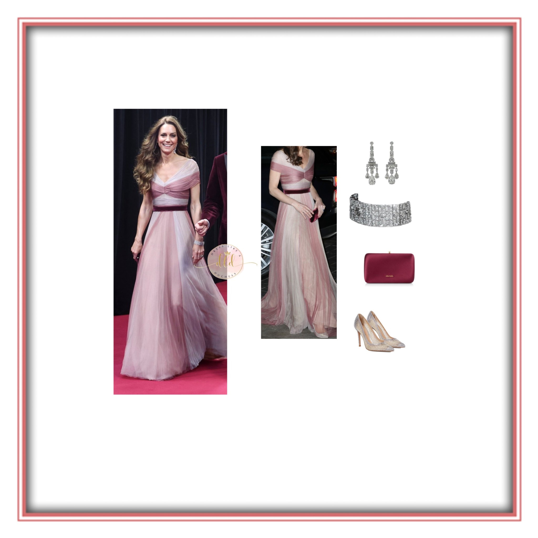 2/22/26 Kate Middleton at the BAFTA awards in pink Gucci 