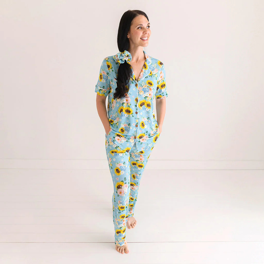 Floral Blue Luxe Womens Pajamas | Teresa Marie | Posh Peanut