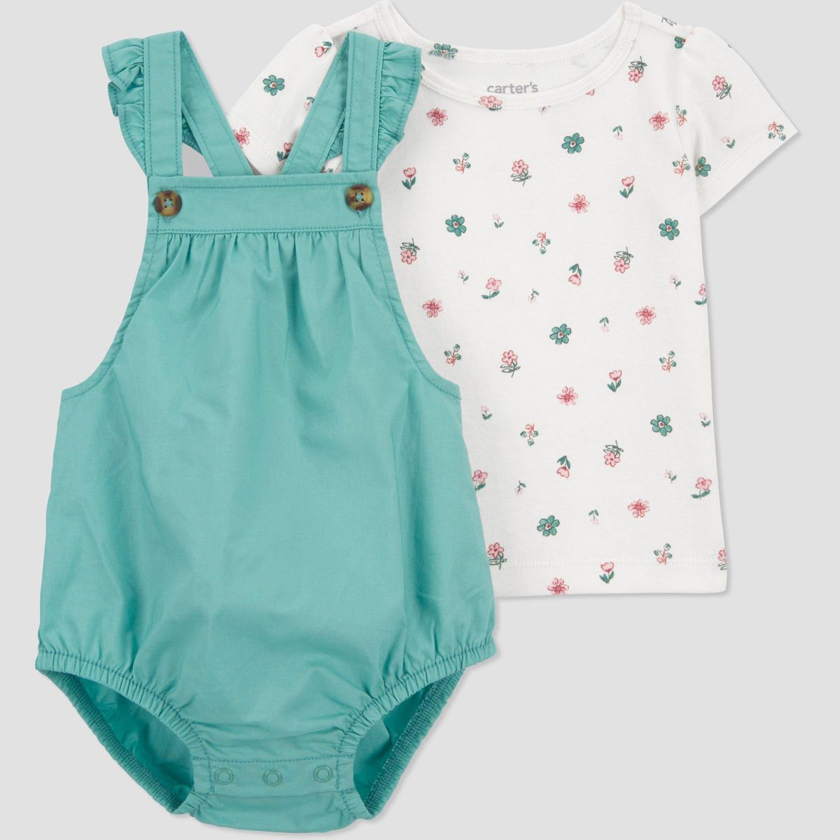 Carter's Just One You® Baby Girls' Floral Bubble Overalls - Green | Target