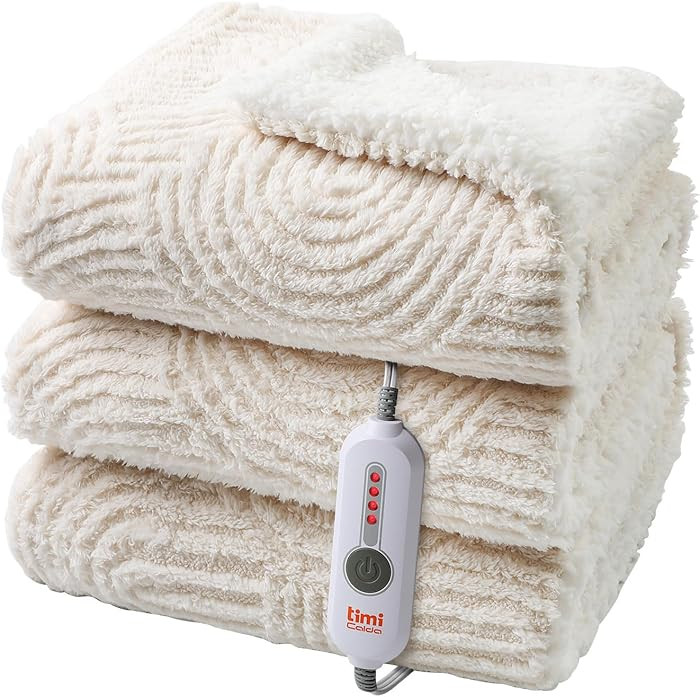 Heated Throw Blanket Electric - 50"x60" Cozy Soft Jacquard Heating Blanket with 4 Heat Levels & 4... | Amazon (US)