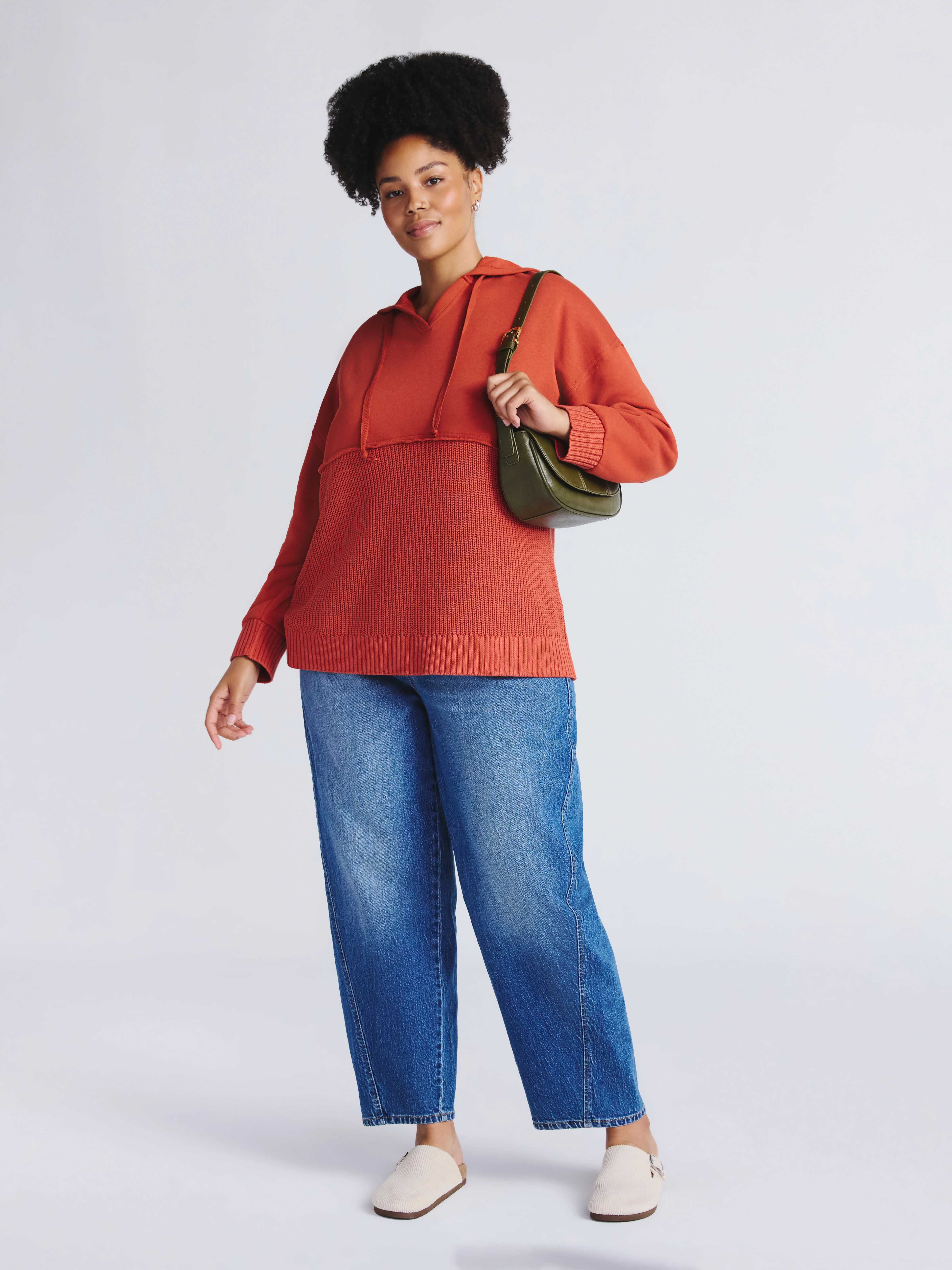 Time and Tru Women's and Women's Plus Mixed Media Hoodie, Sizes XS-4X | Walmart (US)