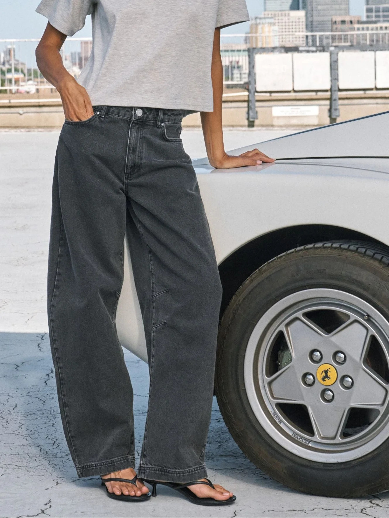 BARREL JEANS - WASHED BLACK | The Couture Club