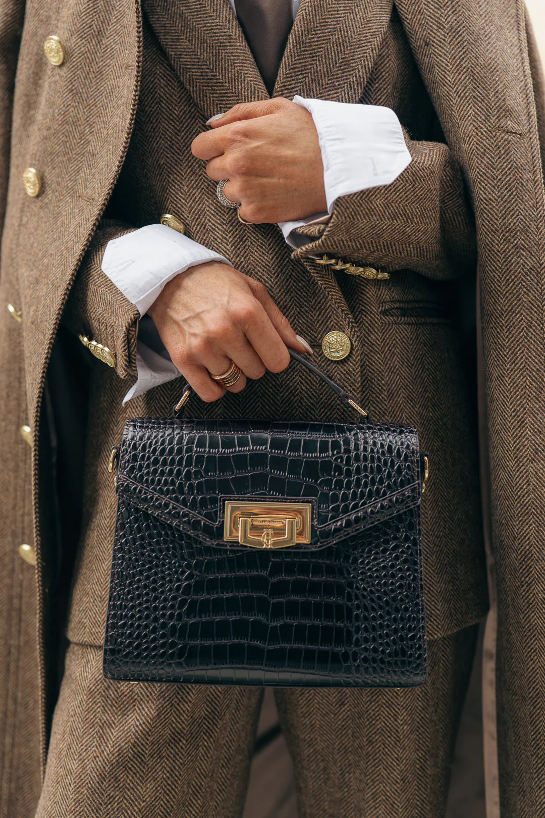 Cheltenham Bag (Rich Chocolate Croc) | Holland Cooper