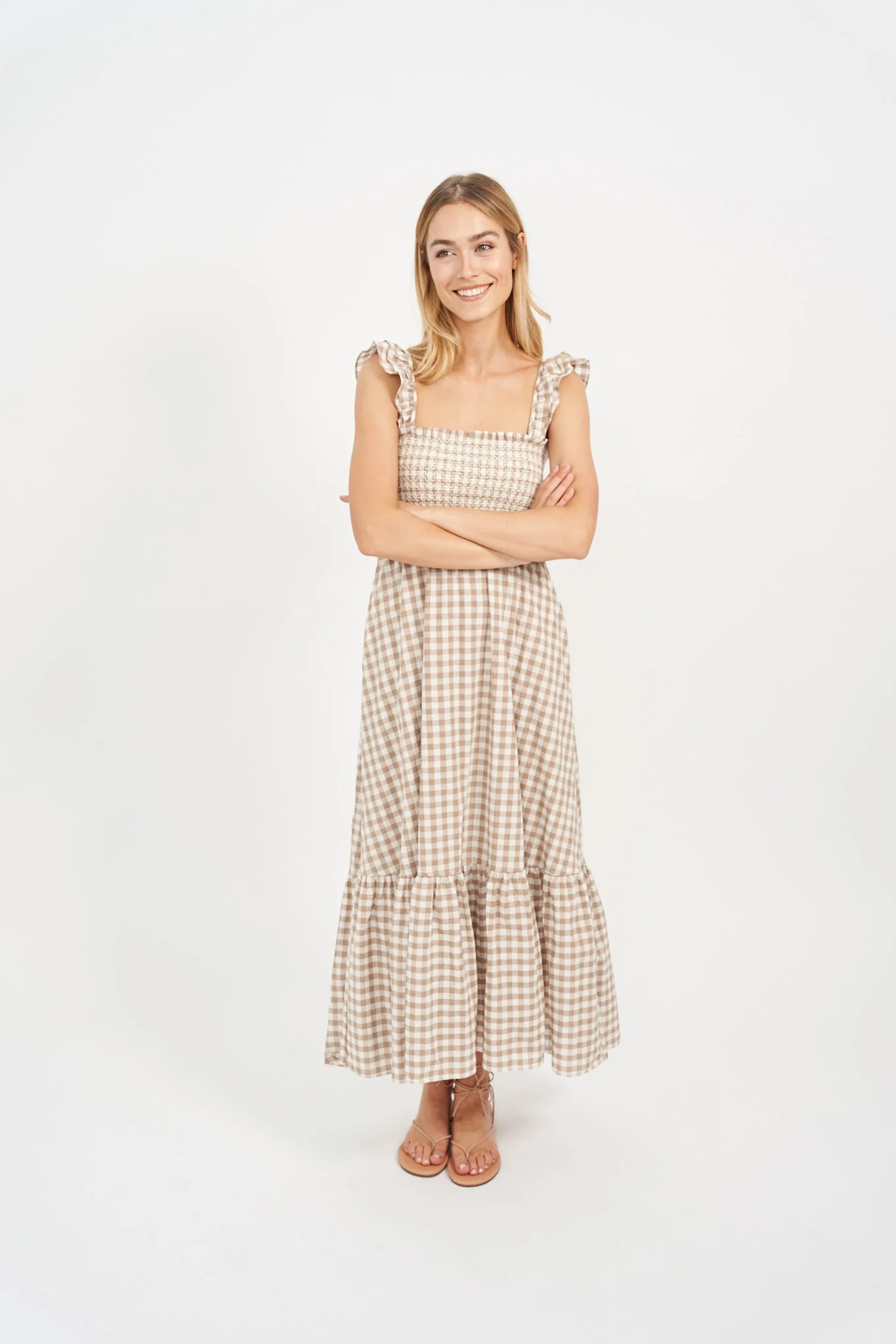 Sasco Dress - Dune Gingham | Marea