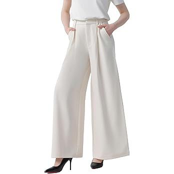 Tronjori Women High Waist Casual Wide Leg Long Palazzo Pants Trousers Regular Size       Send to ... | Amazon (US)
