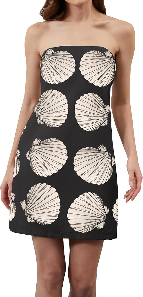 TERIVEEK Women Strapless Linen Tube Mini Dress Summer Boho Beach Sundress | Amazon (US)