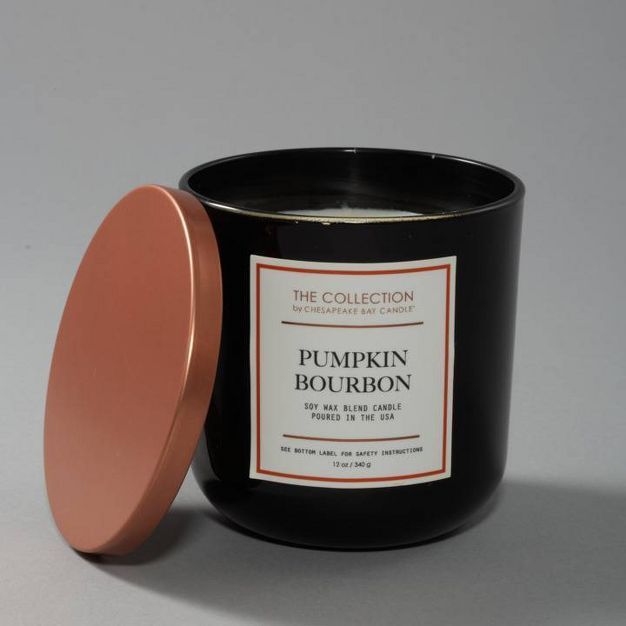12oz Glass Jar 2-Wick The Collection Bourbon Pumpkin Candle Black - Chesapeake Bay Candle | Target
