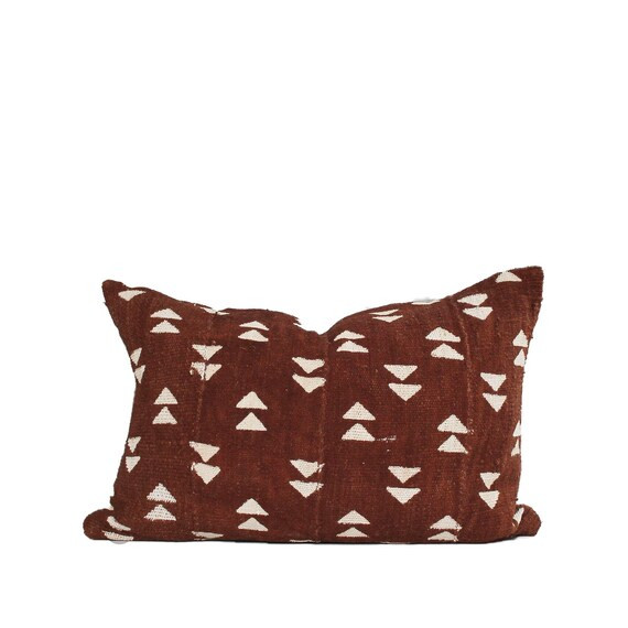 13 x 19 Rust with White Arrow Authentic African Mud Cloth Lumbar Pillow Cover, Baule Pillow Cover... | Etsy (US)