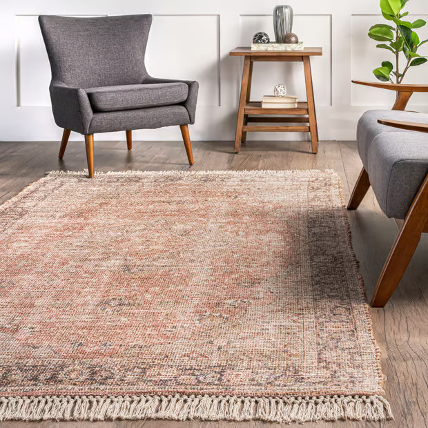 Peach Cecilia Faded Tassel Area Rug | Rugs USA
