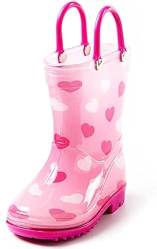 Puddle Play Rain Boots Pink Hearts Design - Size 12 Little Kid | Amazon (US)