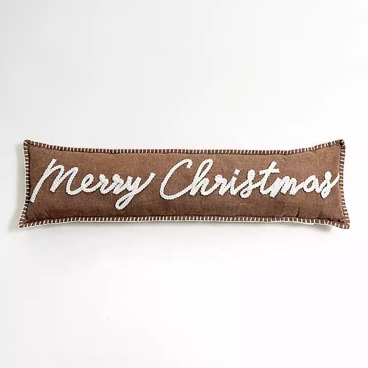 Brown Stitched Merry Christmas Lumbar Pillow | Kirkland's Home