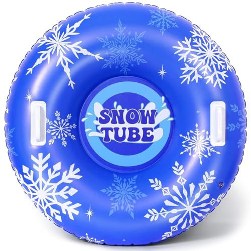 Snow Tube 36" Inflatable Snow Sled for Adult Thickened Heavy Duty Hard Bottom Sleds with Handles Outdoor Winter Toys for Outdoor Sledding Sports Gift Supplies (Blue Snowflake) | Amazon (US)