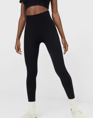Stradivarius seamless ribbed leggings in black | ASOS (Global)