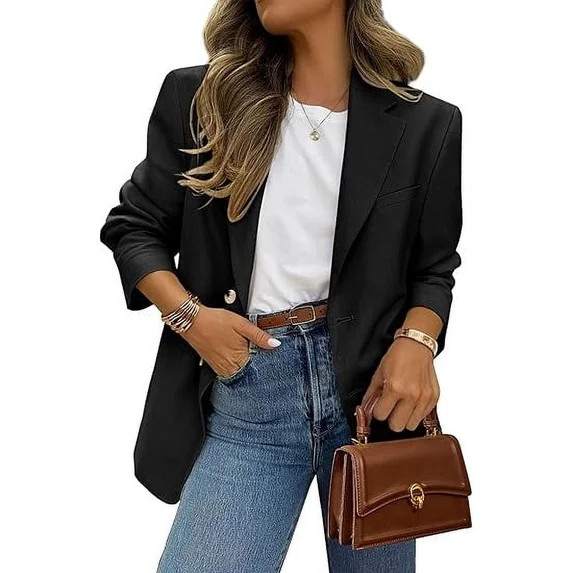 PRETTYGARDEN Women's Fall Blazers Button Down Fitted Lightweight Dressy Work Suit Jackets Trendy ... | Walmart (US)