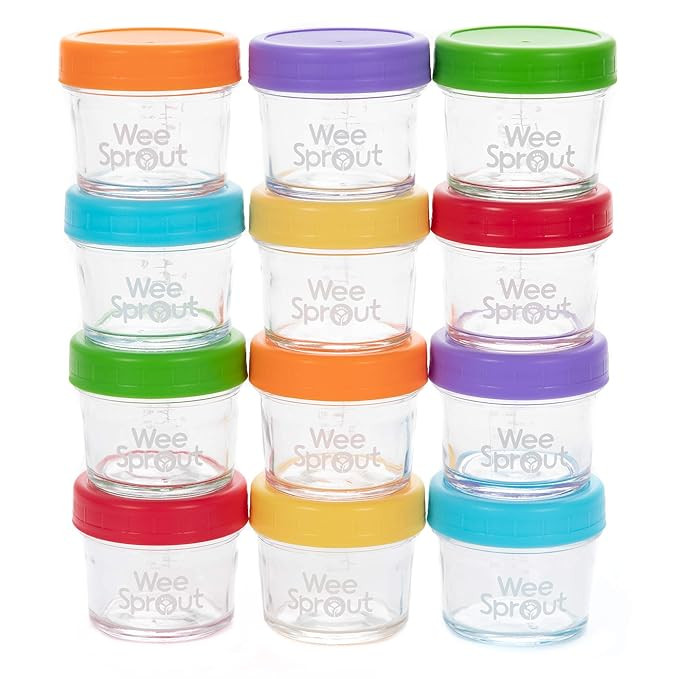 WeeSprout Glass Baby Food Storage Jars - 12 Set, 4 oz Baby Food Jars with Lids, Freezer Storage, ... | Amazon (US)