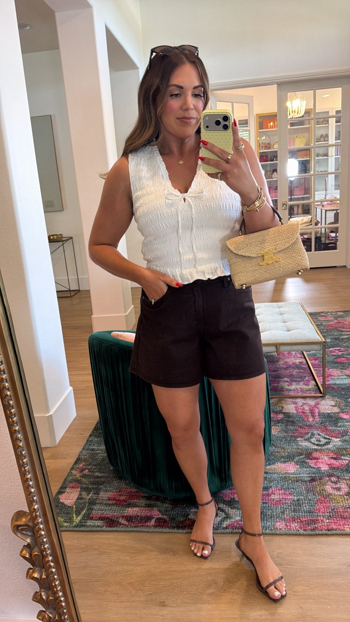 curvy midsize summer look! wearing size medium in white smocked top and size 30 on chocolate brown denim 🤎

#LTKxAbercrombie #LTKSeasonal #LTKMidsize