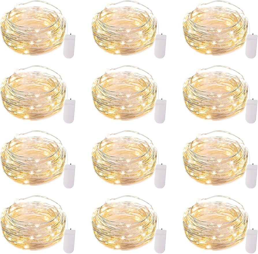 Brightown 12 Pack LED Fairy Lights Battery Operated String Lights - 7ft 20LED Waterproof Silver W... | Amazon (US)