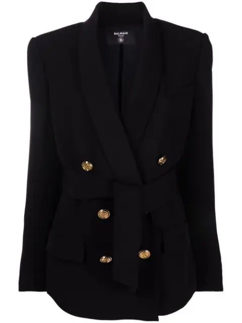double-breasted belted blazer | Farfetch Global