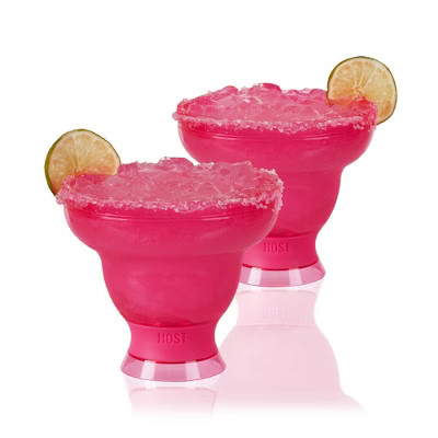 Host Freeze Margarita Glasses, 12oz Double Wall Frozen Cup for Mixed Drinks, Plastic Cocktail Glasses, Gifts for Women, Home Bar, Set of 2, Punch Pink | Target