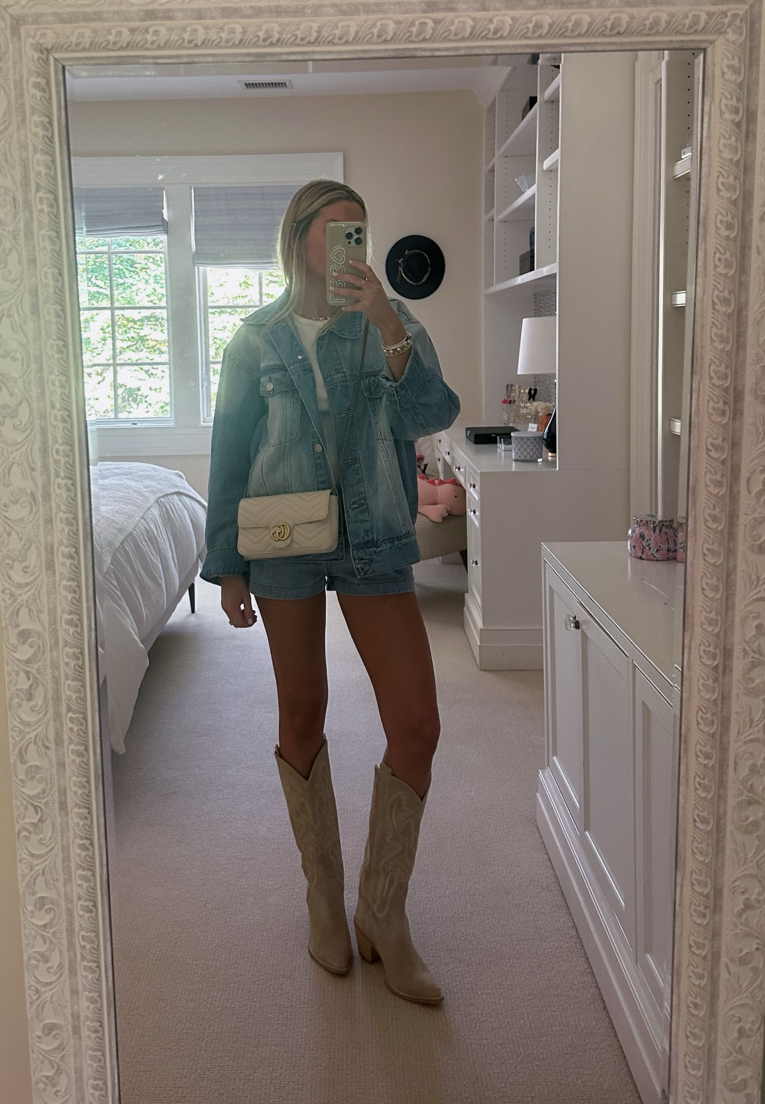 Original Jean jacket and micro denim shorts are from PARKE! 

#LTKSeasonal #LTKShoeCrush #LTKItBag