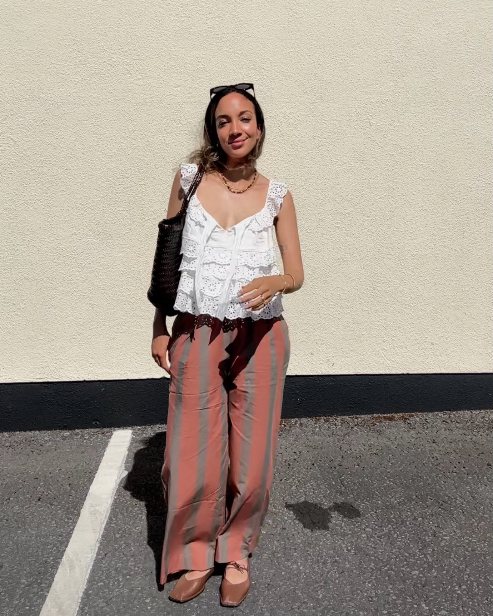 Striped trouser, pyjama pants, SÉZANE blouse, white top, summer essentials, simple style, everyday style, holiday dressing, richer poorer

#LTKStyleTip